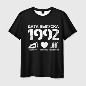 Мужская футболка 3D с принтом Дата выпуска 1992 в Кировске, 100% полиэфир | прямой крой, круглый вырез горловины, длина до линии бедер | 1992 | год рождения | дата выпуска