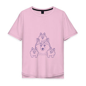 Мужская футболка хлопок Oversize с принтом Аляскинские маламуты в Кировске, 100% хлопок | свободный крой, круглый ворот, “спинка” длиннее передней части | husky | malamute | арт | маламут | собака | хаски