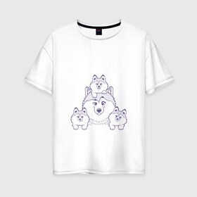Женская футболка хлопок Oversize с принтом Аляскинские маламуты в Кировске, 100% хлопок | свободный крой, круглый ворот, спущенный рукав, длина до линии бедер
 | husky | malamute | арт | маламут | собака | хаски