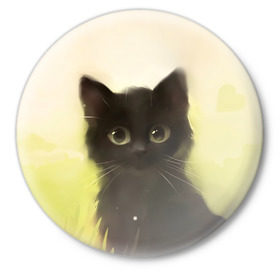 Значок с принтом Котик в Кировске,  металл | круглая форма, металлическая застежка в виде булавки | Тематика изображения на принте: cat | kitty | животные | киса | кот | котенок | котэ | кошка