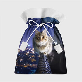 Подарочный 3D мешок с принтом Киса на балконе в Кировске, 100% полиэстер | Размер: 29*39 см | cat | kitty | животные | киса | кот | котенок | котэ | кошка