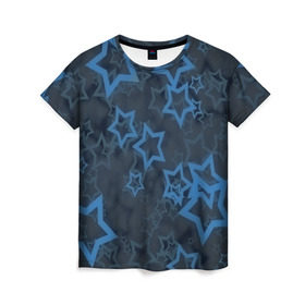 Женская футболка 3D с принтом Звёзды в Кировске, 100% полиэфир ( синтетическое хлопкоподобное полотно) | прямой крой, круглый вырез горловины, длина до линии бедер | nebula | space | star | вселенная | звезды | космический | космос | плеяды | пространство