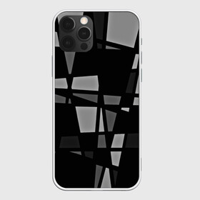Чехол для iPhone 12 Pro с принтом Geometry figure в Кировске, силикон | область печати: задняя сторона чехла, без боковых панелей | бумага | геометрия | грани | изгиб | линии | полигоны | полосы | постель | серый | сочетания | текстура | треугольники | черный