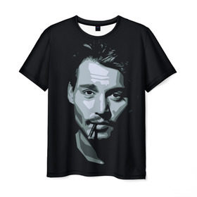 Мужская футболка 3D с принтом Джонни Депп в Кировске, 100% полиэфир | прямой крой, круглый вырез горловины, длина до линии бедер | johnny depp | джонни депп