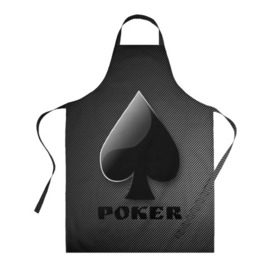 Фартук 3D с принтом Poker (пики) в Кировске, 100% полиэстер | общий размер — 65 х 85 см, ширина нагрудника — 26 см, горловина — 53 см, длина завязок — 54 см, общий обхват в поясе — 173 см. Принт на завязках и на горловине наносится с двух сторон, на основной части фартука — только с внешней стороны | 