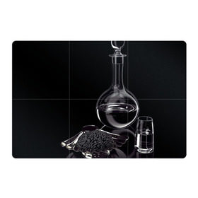 Магнитный плакат 3Х2 с принтом Водка и черная икра в Кировске, Полимерный материал с магнитным слоем | 6 деталей размером 9*9 см | графин | еда | жидкость | закуска | темный | черный