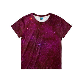 Детская футболка 3D с принтом Розовые звёзды в Кировске, 100% гипоаллергенный полиэфир | прямой крой, круглый вырез горловины, длина до линии бедер, чуть спущенное плечо, ткань немного тянется | nebula | звезды | созвездие | туманность