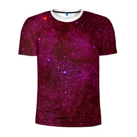 Мужская футболка 3D спортивная с принтом Розовые звёзды в Кировске, 100% полиэстер с улучшенными характеристиками | приталенный силуэт, круглая горловина, широкие плечи, сужается к линии бедра | nebula | звезды | созвездие | туманность