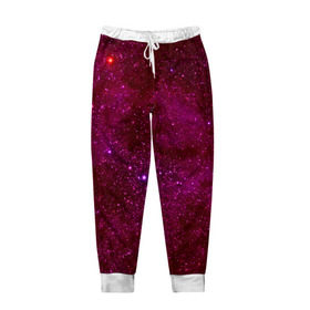 Мужские брюки 3D с принтом Розовые звёзды в Кировске, 100% полиэстер | манжеты по низу, эластичный пояс регулируется шнурком, по бокам два кармана без застежек, внутренняя часть кармана из мелкой сетки | nebula | звезды | созвездие | туманность
