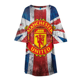 Детское платье 3D с принтом Manchester United №1! в Кировске, 100% полиэстер | прямой силуэт, чуть расширенный к низу. Круглая горловина, на рукавах — воланы | manchester united | манчестер | юнайтед