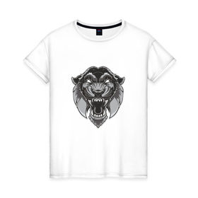 Женская футболка хлопок с принтом Пантера SWAG в Кировске, 100% хлопок | прямой крой, круглый вырез горловины, длина до линии бедер, слегка спущенное плечо | 