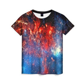 Женская футболка 3D с принтом Млечный путь в Кировске, 100% полиэфир ( синтетическое хлопкоподобное полотно) | прямой крой, круглый вырез горловины, длина до линии бедер | nebula | звезды | созвездие | туманность