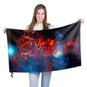 Флаг 3D с принтом Млечный путь в Кировске, 100% полиэстер | плотность ткани — 95 г/м2, размер — 67 х 109 см. Принт наносится с одной стороны | nebula | звезды | созвездие | туманность
