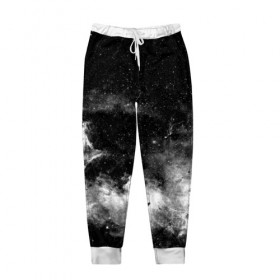 Мужские брюки 3D с принтом Космос в Кировске, 100% полиэстер | манжеты по низу, эластичный пояс регулируется шнурком, по бокам два кармана без застежек, внутренняя часть кармана из мелкой сетки | nebula | звезды | монхромный | созвездие | туманность