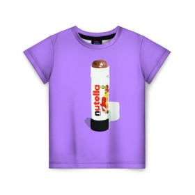 Детская футболка 3D с принтом Нутелла в Кировске, 100% гипоаллергенный полиэфир | прямой крой, круглый вырез горловины, длина до линии бедер, чуть спущенное плечо, ткань немного тянется | nutella | нутелла | ореховая паста | помада | сладости | шоколадная паста