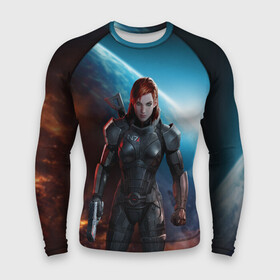 Мужской рашгард 3D с принтом Mass Effect в Кировске,  |  | n7 | shepard | галактика | жнец | космос | масс | нормандия | планета | шепард | эффект