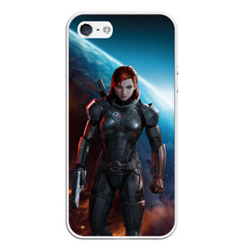 Чехол для iPhone 5/5S матовый с принтом Mass Effect в Кировске, Силикон | Область печати: задняя сторона чехла, без боковых панелей | Тематика изображения на принте: n7 | shepard | галактика | жнец | космос | масс | нормандия | планета | шепард | эффект