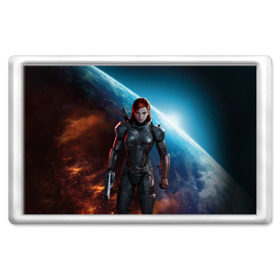 Магнит 45*70 с принтом Mass Effect в Кировске, Пластик | Размер: 78*52 мм; Размер печати: 70*45 | Тематика изображения на принте: n7 | shepard | галактика | жнец | космос | масс | нормандия | планета | шепард | эффект