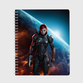 Тетрадь с принтом Mass Effect в Кировске, 100% бумага | 48 листов, плотность листов — 60 г/м2, плотность картонной обложки — 250 г/м2. Листы скреплены сбоку удобной пружинной спиралью. Уголки страниц и обложки скругленные. Цвет линий — светло-серый
 | n7 | shepard | галактика | жнец | космос | масс | нормандия | планета | шепард | эффект