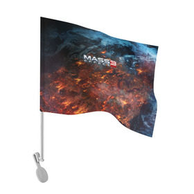 Флаг для автомобиля с принтом Mass Effect в Кировске, 100% полиэстер | Размер: 30*21 см | n7 | shepard | галактика | жнец | космос | масс | нормандия | планета | шепард | эффект