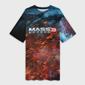 Платье-футболка 3D с принтом Mass Effect в Кировске,  |  | n7 | shepard | галактика | жнец | космос | масс | нормандия | планета | шепард | эффект