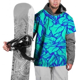 Накидка на куртку 3D с принтом Фрактальные лепестки в Кировске, 100% полиэстер |  | Тематика изображения на принте: листья | паттерн | синий
