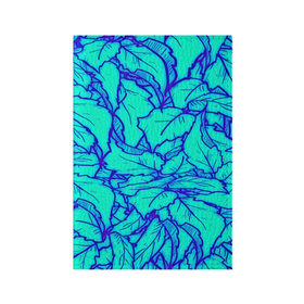 Обложка для паспорта матовая кожа с принтом Фрактальные лепестки в Кировске, натуральная матовая кожа | размер 19,3 х 13,7 см; прозрачные пластиковые крепления | Тематика изображения на принте: листья | паттерн | синий