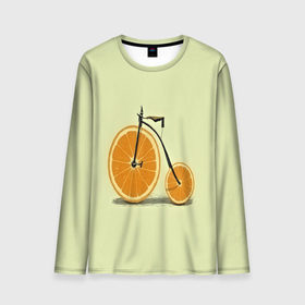 Мужской лонгслив 3D с принтом Апельсиновый велосипед в Кировске, 100% полиэстер | длинные рукава, круглый вырез горловины, полуприлегающий силуэт | 