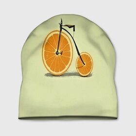 Шапка 3D с принтом Апельсиновый велосипед в Кировске, 100% полиэстер | универсальный размер, печать по всей поверхности изделия | 