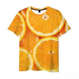 Мужская футболка 3D с принтом Апельсинка в Кировске, 100% полиэфир | прямой крой, круглый вырез горловины, длина до линии бедер | апельсин | свежесть | фрукт
