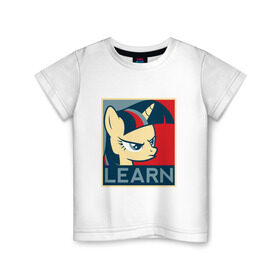 Детская футболка хлопок с принтом Learn Твайлайт Спаркл в Кировске, 100% хлопок | круглый вырез горловины, полуприлегающий силуэт, длина до линии бедер | Тематика изображения на принте: learn | twilight sparkle | твайлайт спаркл