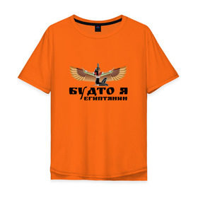 Мужская футболка хлопок Oversize с принтом Будто я египтянин в Кировске, 100% хлопок | свободный крой, круглый ворот, “спинка” длиннее передней части | Тематика изображения на принте: бог | группа | египет | крылья | пикник | цитата