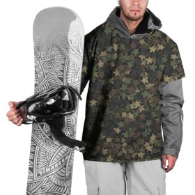 Накидка на куртку 3D с принтом Камуфляж с миплами в Кировске, 100% полиэстер |  | meeple | милитари | настолки | настольщик | хаки