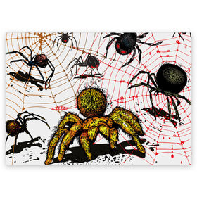 Поздравительная открытка с принтом Тарантул в Кировске, 100% бумага | плотность бумаги 280 г/м2, матовая, на обратной стороне линовка и место для марки
 | spider | паук | паутина | тарантул