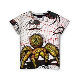 Детская футболка 3D с принтом Тарантул в Кировске, 100% гипоаллергенный полиэфир | прямой крой, круглый вырез горловины, длина до линии бедер, чуть спущенное плечо, ткань немного тянется | Тематика изображения на принте: spider | паук | паутина | тарантул