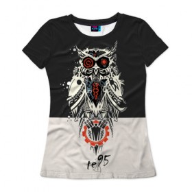 Женская футболка 3D с принтом Owl в Кировске, 100% полиэфир ( синтетическое хлопкоподобное полотно) | прямой крой, круглый вырез горловины, длина до линии бедер | three days grace