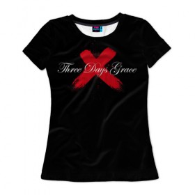Женская футболка 3D с принтом Three Days Grace в Кировске, 100% полиэфир ( синтетическое хлопкоподобное полотно) | прямой крой, круглый вырез горловины, длина до линии бедер | three days grace