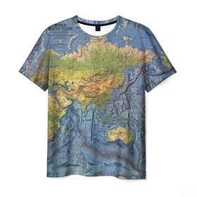 Мужская футболка 3D с принтом Карта в Кировске, 100% полиэфир | прямой крой, круглый вырез горловины, длина до линии бедер | география | земля | мир
