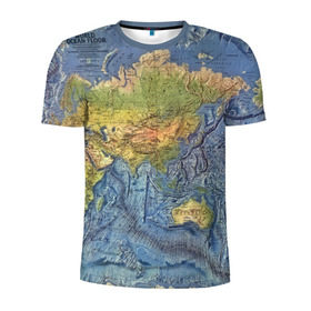 Мужская футболка 3D спортивная с принтом Карта в Кировске, 100% полиэстер с улучшенными характеристиками | приталенный силуэт, круглая горловина, широкие плечи, сужается к линии бедра | география | земля | мир