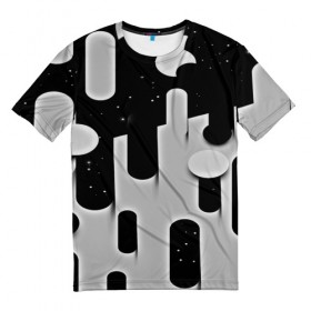 Мужская футболка 3D с принтом Фигуры иньян в Кировске, 100% полиэфир | прямой крой, круглый вырез горловины, длина до линии бедер | монохромный | паттерн