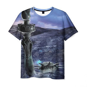Мужская футболка 3D с принтом Статуя свободы затоплена в Кировске, 100% полиэфир | прямой крой, круглый вырез горловины, длина до линии бедер | америке | апокалипсис в сша | вода | волна | гибель | глобальное потепление | наводнение | океан вышел из берегов | поток | потоп | трагедия