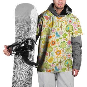 Накидка на куртку 3D с принтом Райские кущи в Кировске, 100% полиэстер |  | Тематика изображения на принте: деревья | природа | птицы | сад | сова | цветы