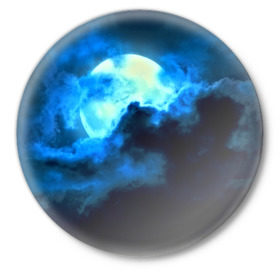 Значок с принтом Полнолуние в Кировске,  металл | круглая форма, металлическая застежка в виде булавки | луна | небо | ночь | тучи