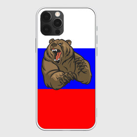 Чехол для iPhone 12 Pro Max с принтом Медведь в Кировске, Силикон |  | Тематика изображения на принте: медведь | триколор | я русский