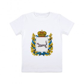 Детская футболка хлопок с принтом Герб Башкортостана в Кировске, 100% хлопок | круглый вырез горловины, полуприлегающий силуэт, длина до линии бедер | 