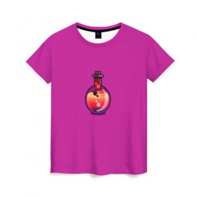 Женская футболка 3D с принтом Колба в Кировске, 100% полиэфир ( синтетическое хлопкоподобное полотно) | прямой крой, круглый вырез горловины, длина до линии бедер | кислота | колба | пробирка | химия