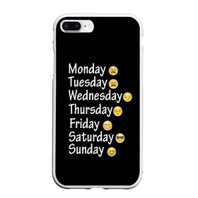 Чехол для iPhone 7Plus/8 Plus матовый с принтом футболка настроение дни недели в Кировске, Силикон | Область печати: задняя сторона чехла, без боковых панелей | дни недели | настроение | позитив | смайлики