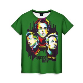 Женская футболка 3D с принтом Green Day в Кировске, 100% полиэфир ( синтетическое хлопкоподобное полотно) | прямой крой, круглый вырез горловины, длина до линии бедер | american idiot | green day | грин дей | грин дэй