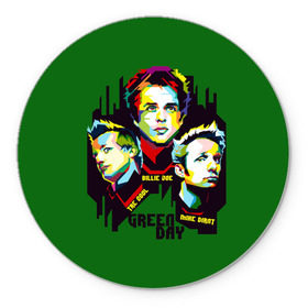Коврик круглый с принтом Green Day в Кировске, резина и полиэстер | круглая форма, изображение наносится на всю лицевую часть | american idiot | green day | грин дей | грин дэй