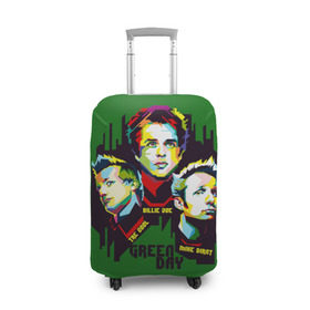 Чехол для чемодана 3D с принтом Green Day в Кировске, 86% полиэфир, 14% спандекс | двустороннее нанесение принта, прорези для ручек и колес | american idiot | green day | грин дей | грин дэй